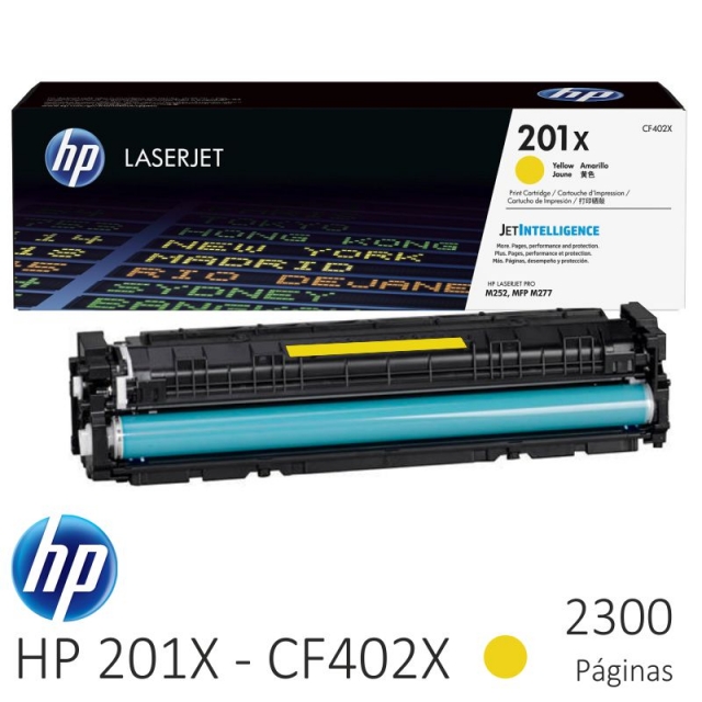 toner hp cf402   201x alta capacidad, amarillo