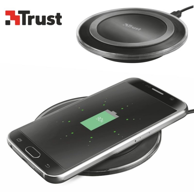 Cargador teléfono móvil inalámbrico wireless Trust Qi, Selfpaper.com.