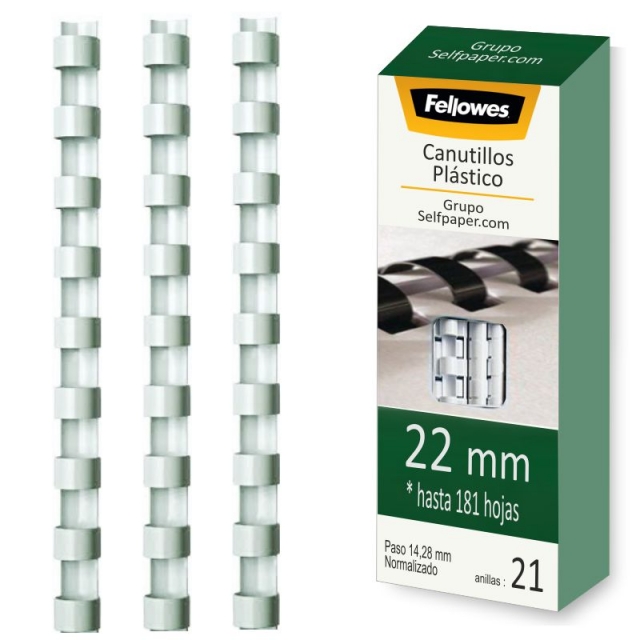 Comprar Canutillo de plástico para encuadernar 22 mm blanco Fellowes