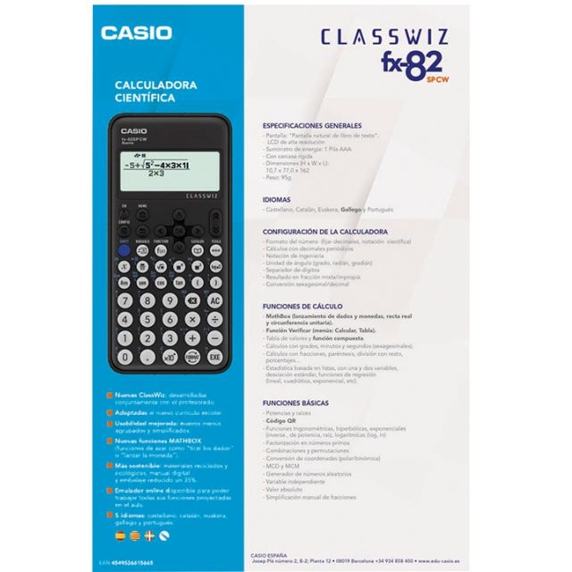 caracteriaticas calculadora casio fx82spcw w et