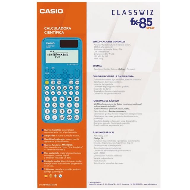 caracteristicas casio fx82 sp cw calculadora