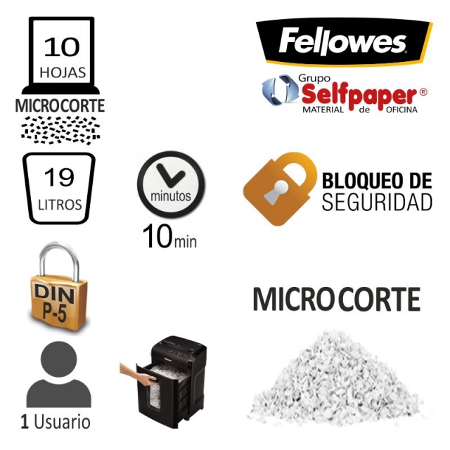 caracteristicas destructora fellowes 10m 4630601