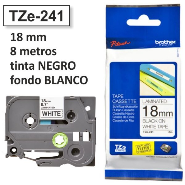 Comprar Cinta Brother TZE-241 18mm TZE241 rotuladora negro/blanco