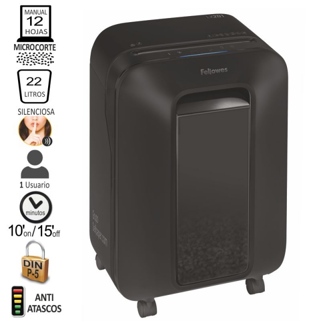 destructora fellowes lx 201 microcorte p 5, negro