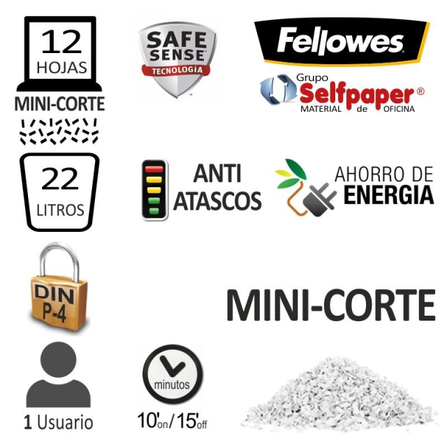 destructora papel mini corte minicorte fellowes