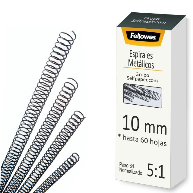 Comprar Espiral Metal 10mm caja 100 uds paso 64 5:1 gus. encuadernar