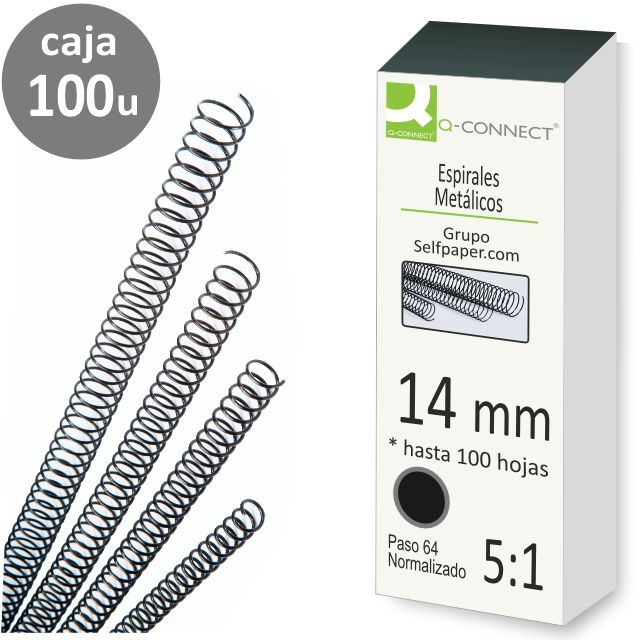 Comprar Espirales metálicos 14 mm encuadernar caja 100 uds 5:1 64