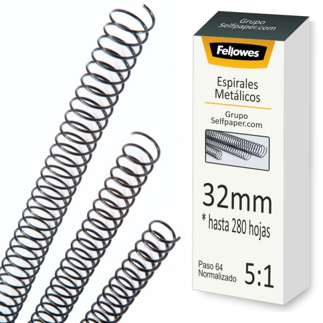 Comprar Espirales metalicos 32 mm - hasta 280 hojas paso 64 5:1 C/50
