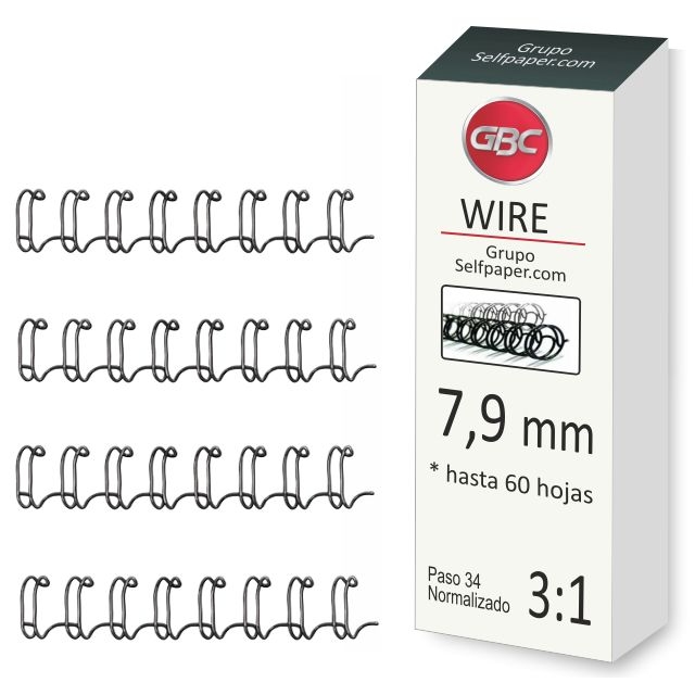 Comprar Espirales Wire-o 7,9 mm para encuadernar hasta 60 hojas 8 mm