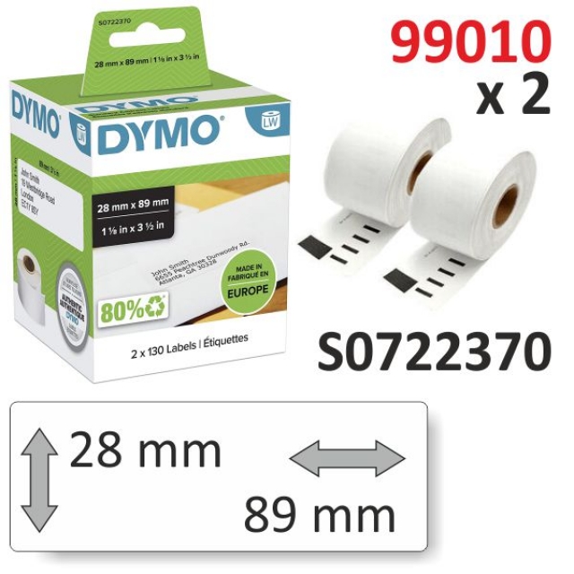 Comprar Etiquetas labelwriter 89x28mm 99010 2 Rollos de 130 uds