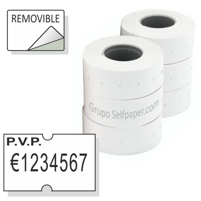 Comprar Etiquetas maquina precios 21x12 PVP blanco removible Pack 6