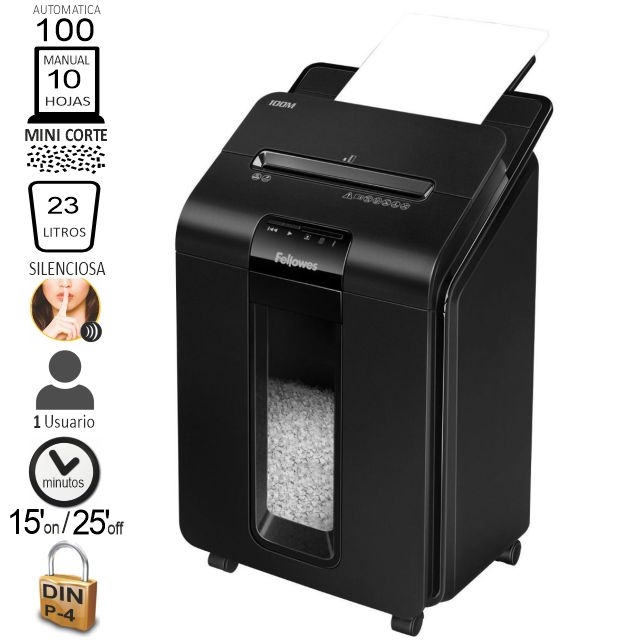 fellowes 100m automax, destructora automtica mini