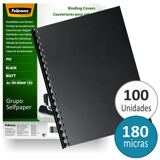 fellowes 5100301 tapas encuadernar pvc negro