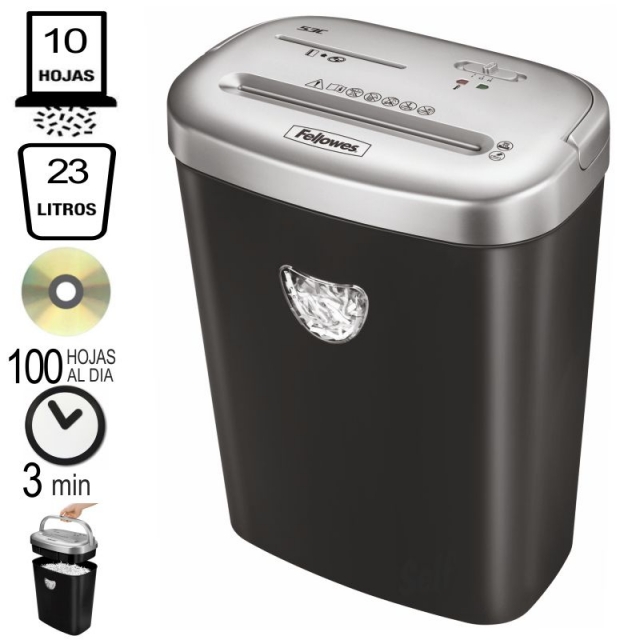 fellowes 53c, destructora de papel, destruye cds