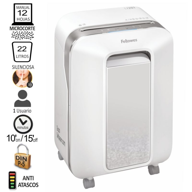 fellowes lx201 destructora microcorte p-5 blanca