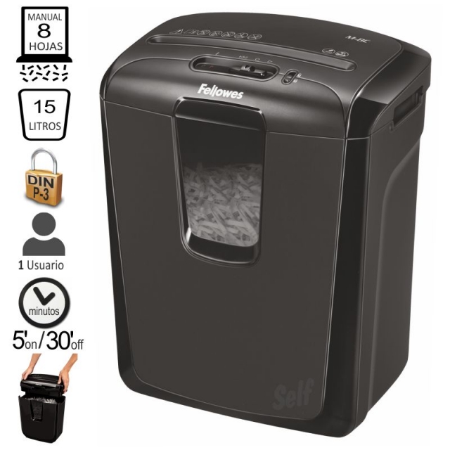 Comprar Destructora Fellowes M-8C, hasta 8 hojas en particulas