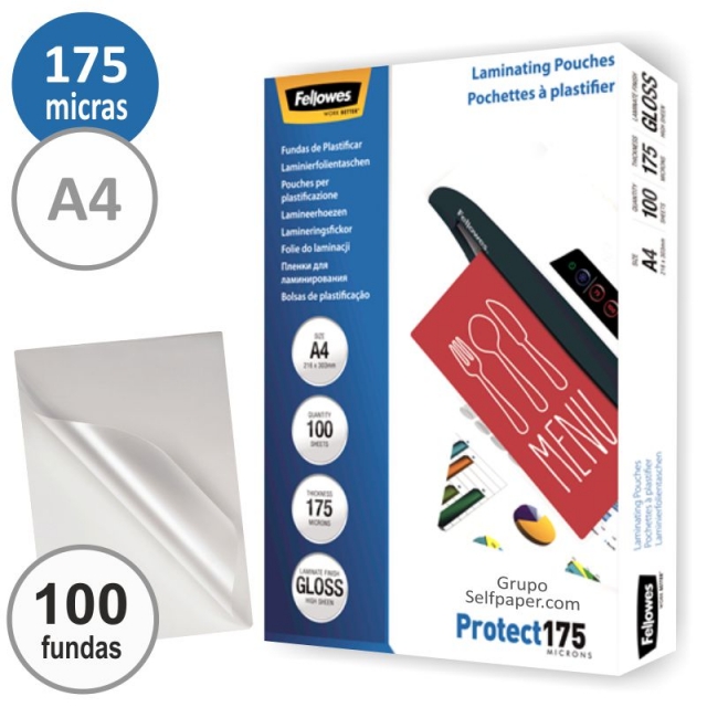 Comprar Fundas para Plastificar Din A4 175 micras C/100, Fellowes