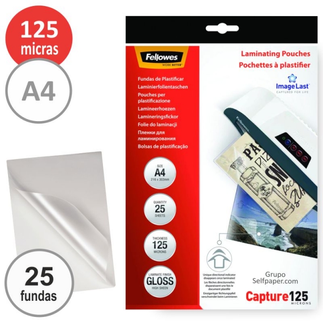 Comprar Fundas Plastico Plastificar Din A4, 125 micras, Pte.25
