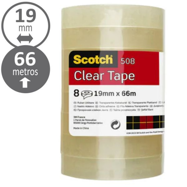 Comprar Cinta adhesiva, celo Scotch 508, 19x66 mts Torre 8 Uds