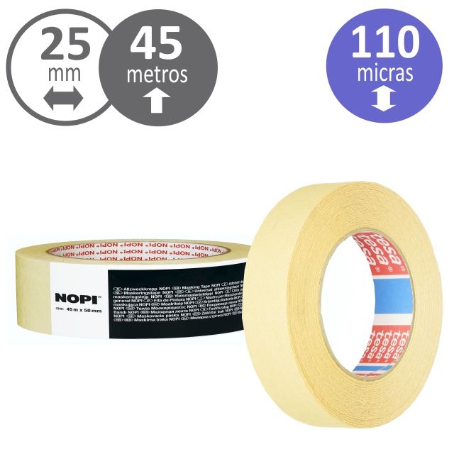 Comprar Cinta adhesiva de papel, de carrocero o pintor 25mm x 45 mts