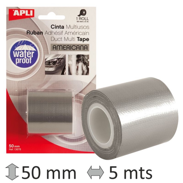 Comprar Cinta Americana impermeable, Apli, 50mm x 5 metros.