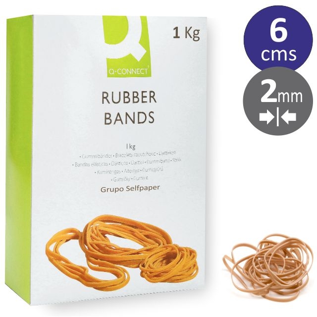 Kilo de Gomas elásticas de 6 centimetros, 2 mm, bolsa o caja