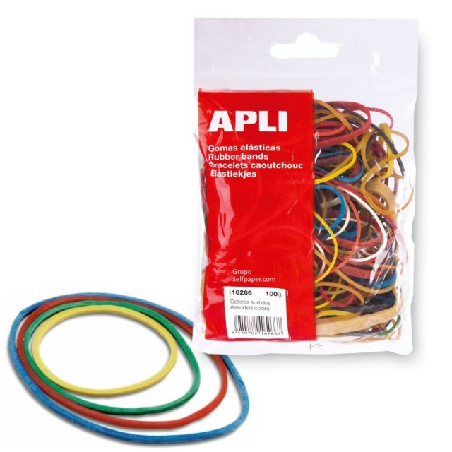 Comprar Gomas elásticas de colores surtidos Apli, Bolsa 100 grs