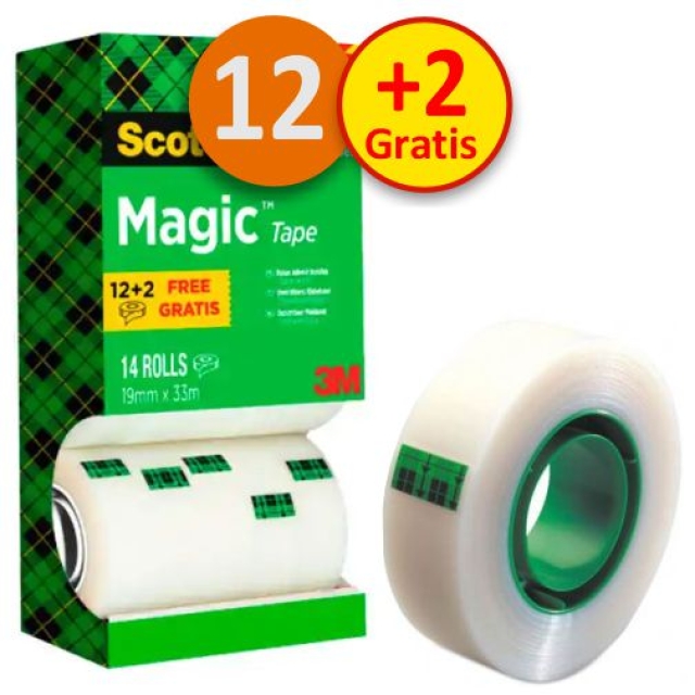 Comprar Cinta Adhesiva Scotch Magic 33x19 mm Pack Ahorro 12+2 Gratis