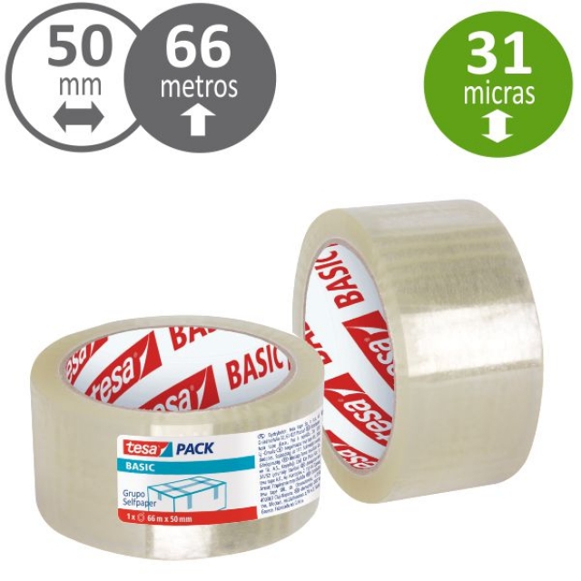 Comprar Precinto, cinta embalaje 50 mm, 66 m transparente, económico