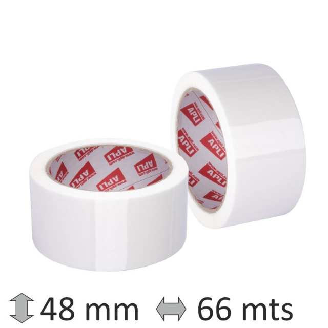 precinto embalar blanco apli rollo 48mm 66 mts