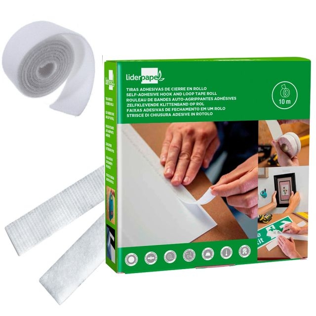 Comprar Rollo de velcro blanco adhesivo 10 metros, Liderpapel