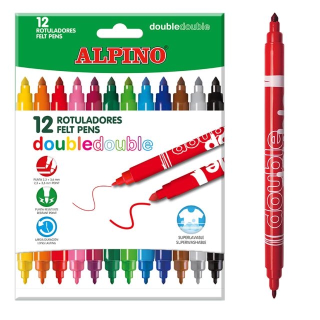 alpino double rotuladores 2 puntas 12 colores