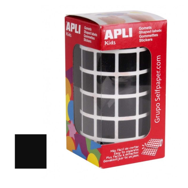 Comprar Apli 12480, Gomets cuadrados 15 mm autoadhesivos, negros