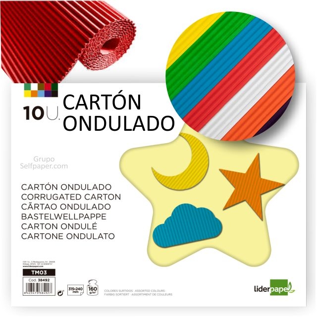 Comprar Cartón ondulado folio, A4+ de colores, corrugado, 10 hojas