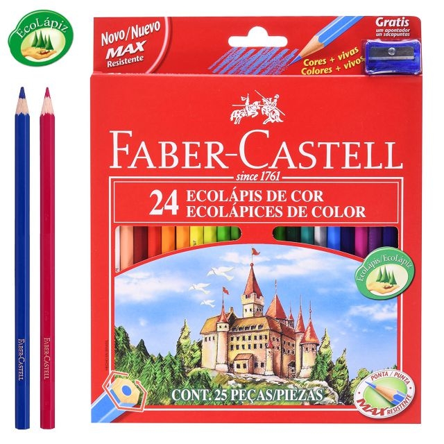 faber castell 24 lapices de colores de madera