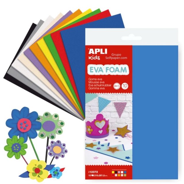Comprar Goma Eva Apli Din A4 20x30 cms - 10 Colores Surtidos
