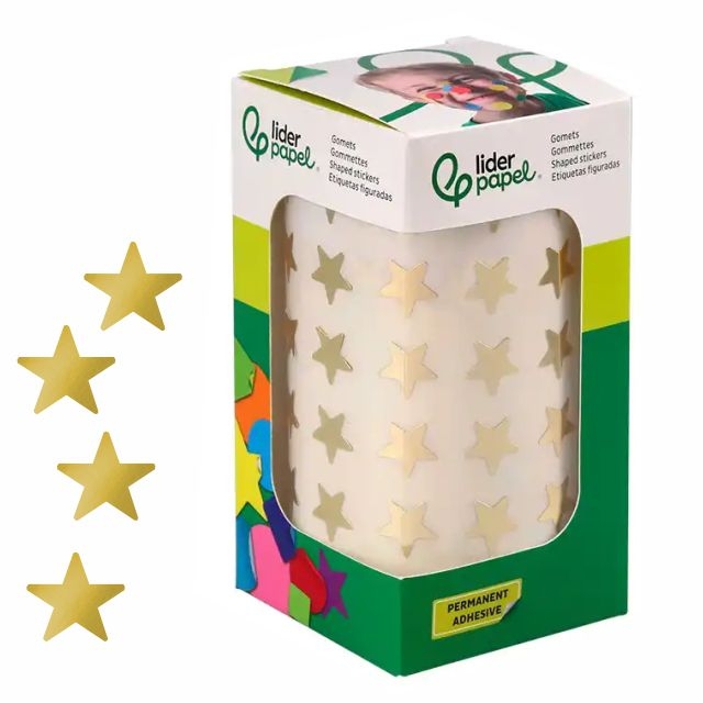 Comprar Gomets estrellas doradas oro, rollo 2500 uds 15 mm.