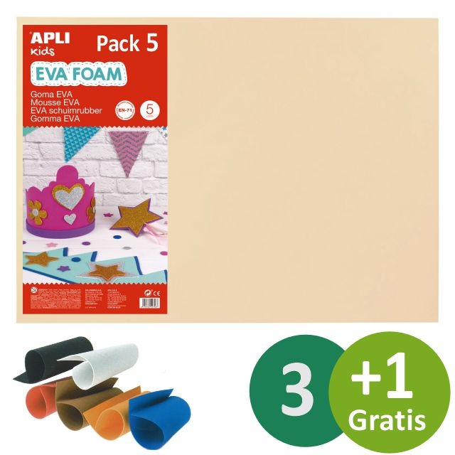 Comprar Pack 5 hojas Goma Eva Apli 60x40 cm 2 mm Piel Carne
