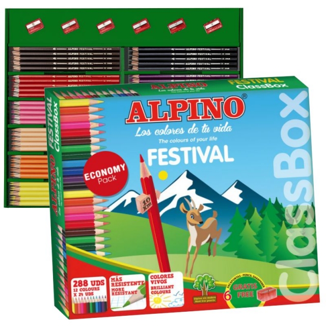 lapices de colores alpino classbox 288 unidades