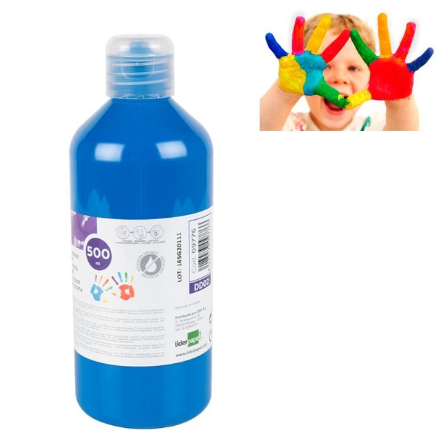 PINTURA DEDOS LIDERPAPEL BOTELLA DE 500 ML AZUL