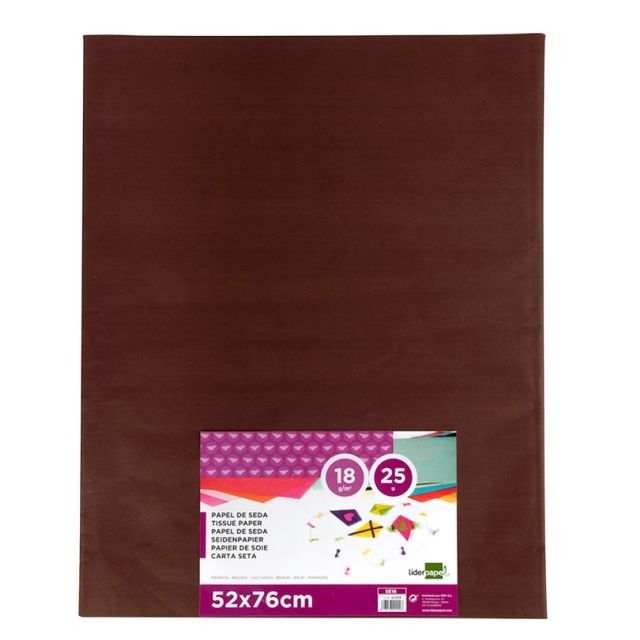 Comprar Mano 25 hojas papel de seda Marrón Liderpapel SE16, 52x76 mm