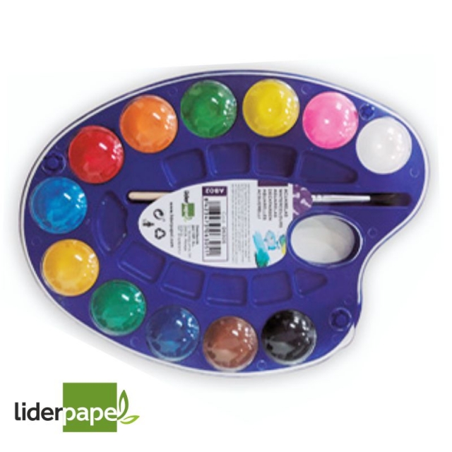 Comprar Paleta acuarelas 12 colores Liderpapel, con pincel