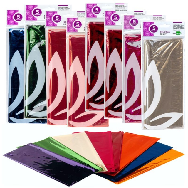 Comprar Papel Celofan Pte. 5 hojas 50x70 cms 30grs