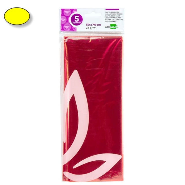 Comprar Papel celofán Amarillo, Liderpapel CL17, Pack 5 hojas