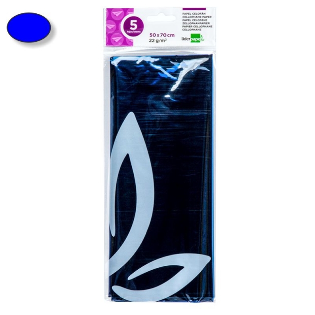 Comprar Papel celofán Azul, Liderpapel CL18, Pack 5 hojas