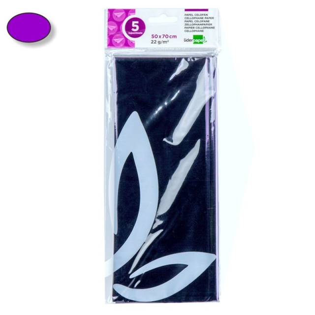 Comprar Papel celofán Violeta - Lila, Liderpapel CL13, Pack 5 hojas