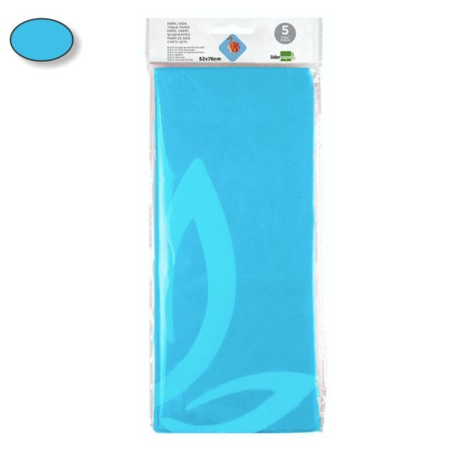 Comprar Papel de seda azul celeste Liderpapel SE06, 5 hojas 52x76 mm