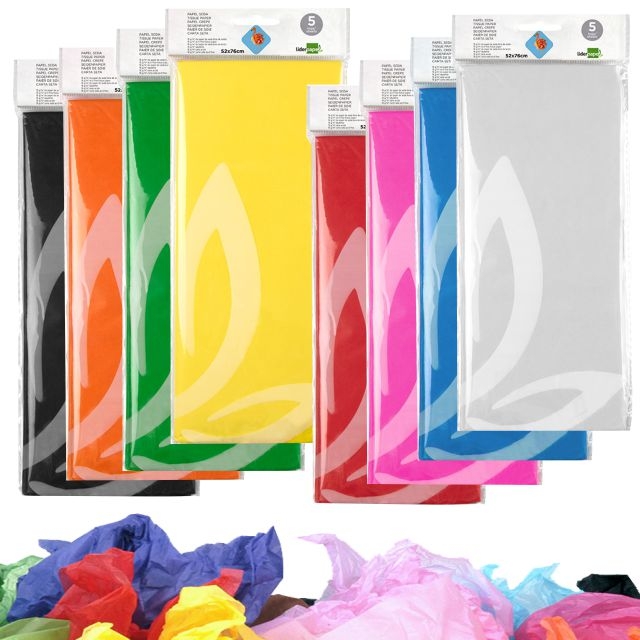 Comprar Pack 5 hojas papel de seda 52x76mm unicolor blanco