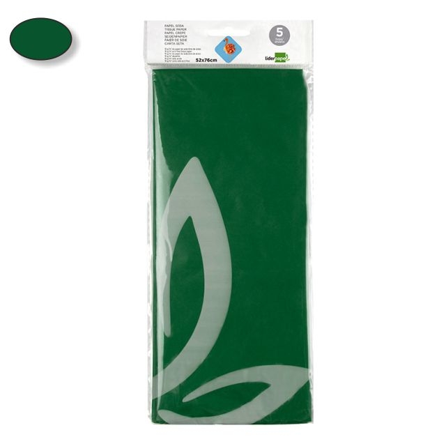 Comprar Papel de seda verde oscuro Liderpapel SE29, 5 hojas 52x76