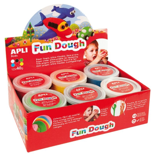 Comprar Pasta Apli Fun Dough 12 Botes 40 Grs, secado al aire, ligera